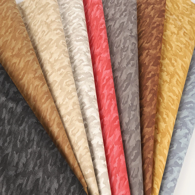Customized Camouflage Patterns Pu Leather Eco-friendly Faux Leather Fashion Textile For Clothing Footwear Bags Outdoor Gear Home Furnishings Accessories